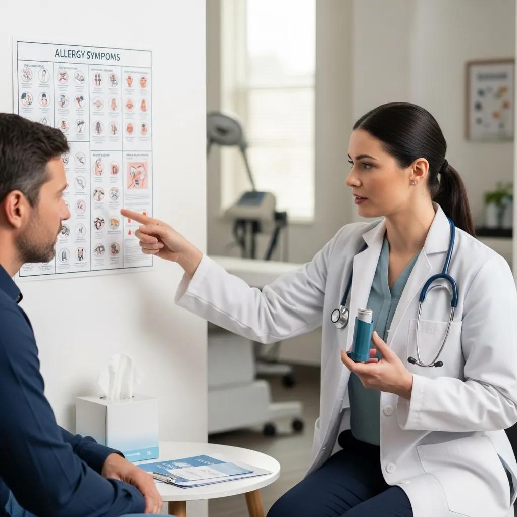 Healthcare professional consulting with a patient about corticosteroid allergy treatment
