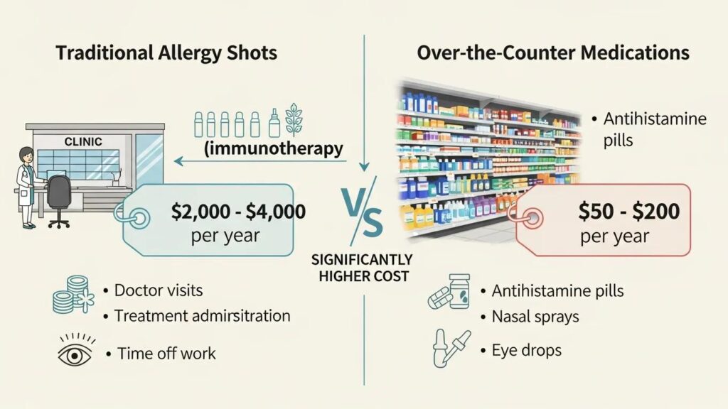 Cost comparison of traditional allergy shots and affordable treatments